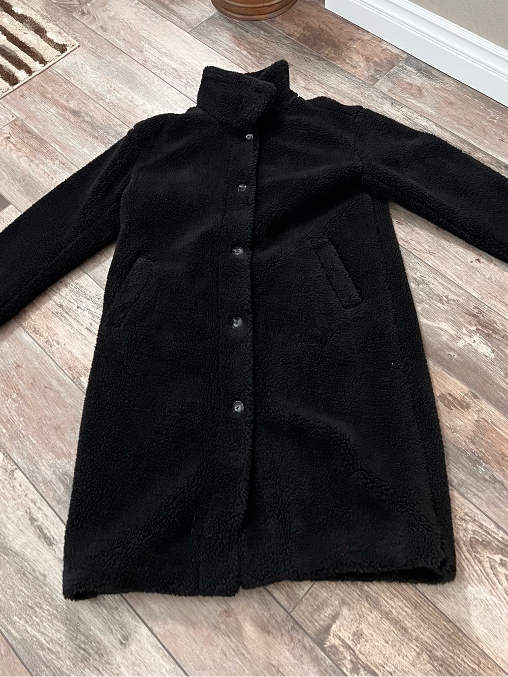 GAP Brand Fleece Overcoat, Fully lined, JET Black, Women’s Size Medium